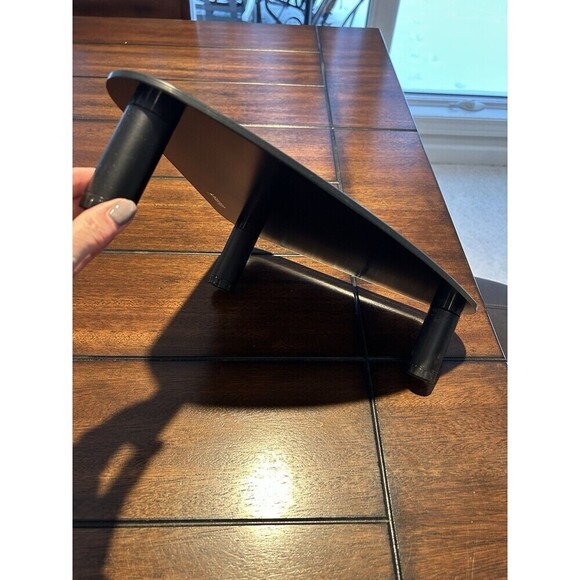 HEMUDU black Tempered Glass Computer Monitor Riser/Triangle Desktop Corner Stand - Picture 2 of 7